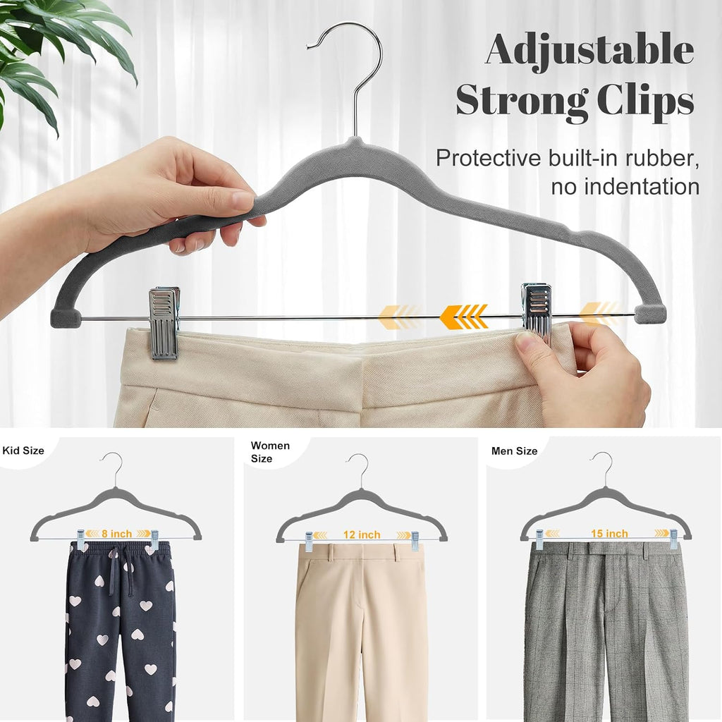 HOUSE DAY Velvet Skirt Hangers 12 Pack, Gray Velvet Pant Hangers