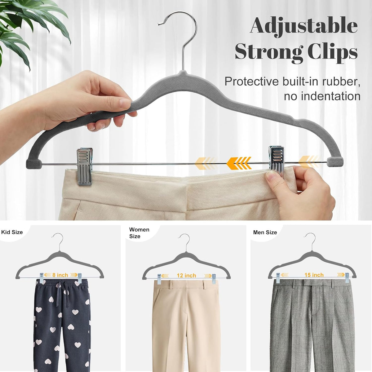 HOUSE DAY Velvet Skirt Hangers 12 Pack, Gray Velvet Pant Hangers