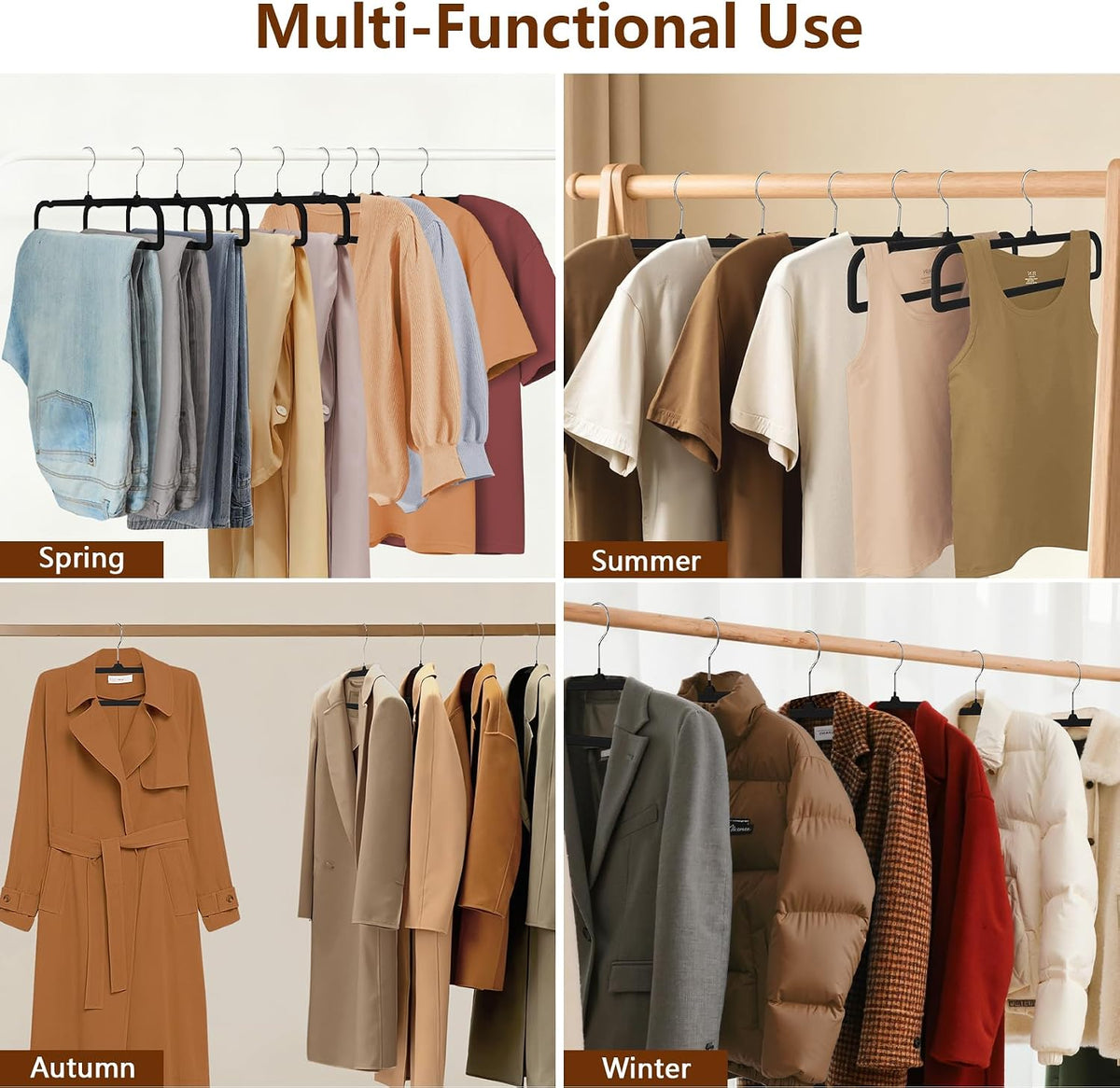 50 Pack Velvet Hangers Non Slip, Felt Pants Hangers Thin Space Saving