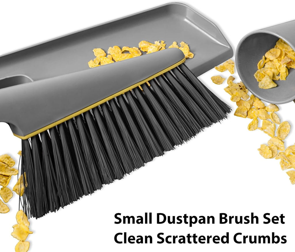 Lumkew Small Broom and Dustpan Set, Hand Mini Dust-Pan and Brush,1 Pcs Gray