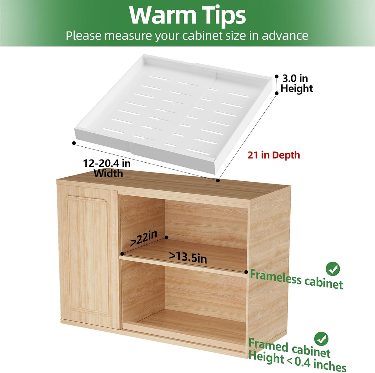 PAKETA 1 Pack Expandable Pull Out Cabinet Organizer,21" Deep