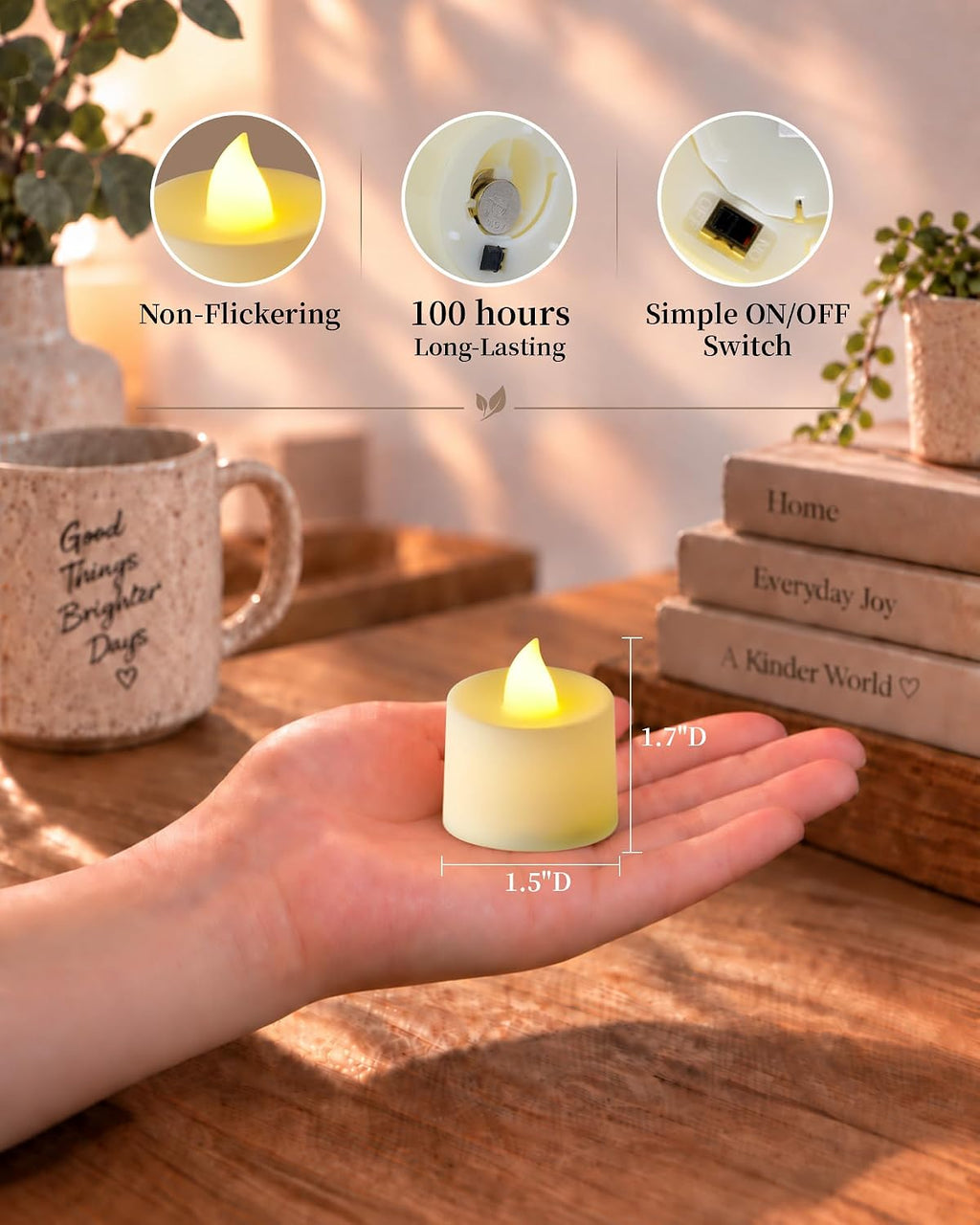 Amagic 50 Pack LED Votive Candles Battery operated, Warm Ivory
