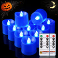 Homemory Blue Flameless LED Votive Tealight Candles & Timer Remote, 24Pack