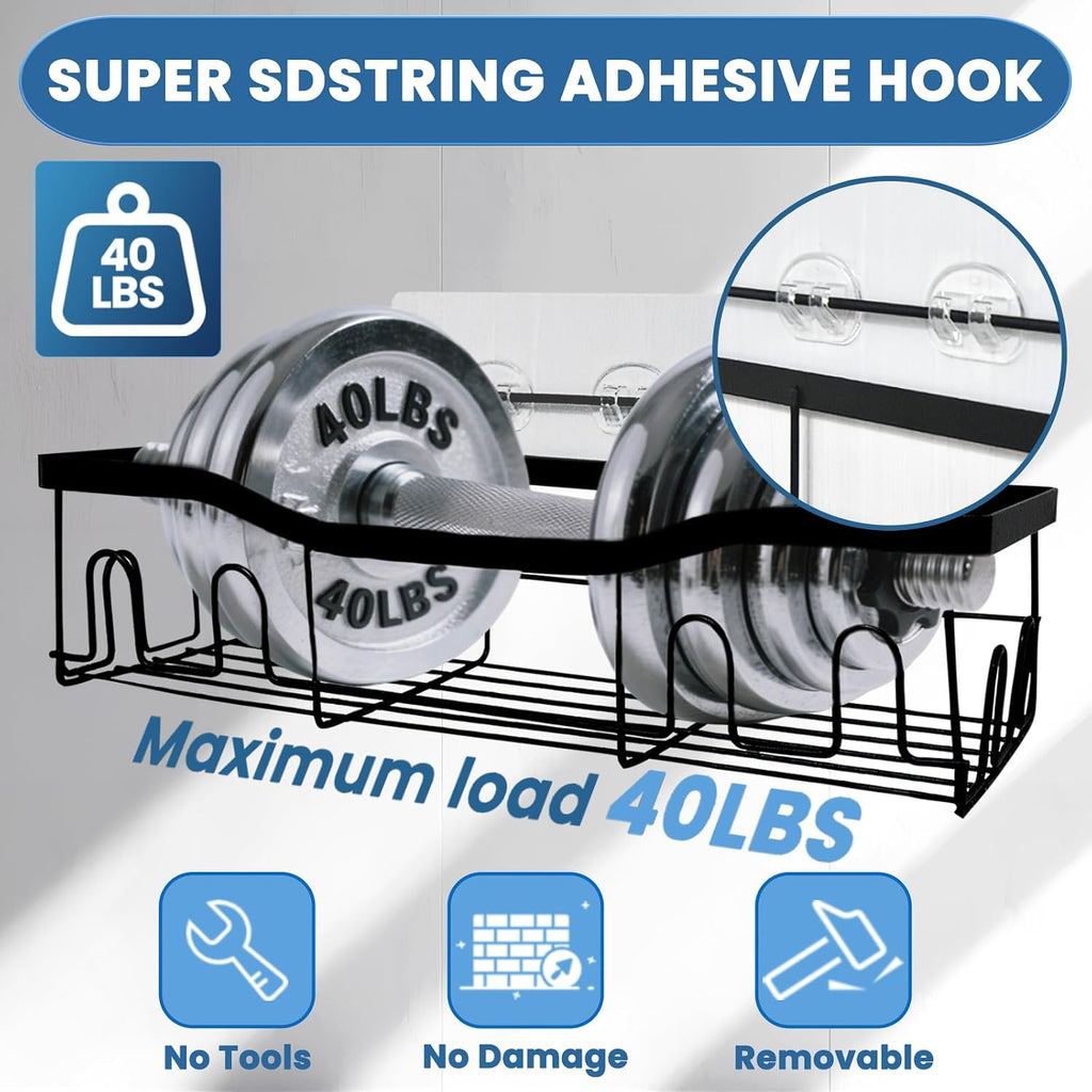 10 Pack Shower Caddy Adhesive Replacement, Shower Shelf Strong Adhesive Hooks, No Drilling, Transparent WaterProof Strips for Bathroom Shelves & Kitchen Racks