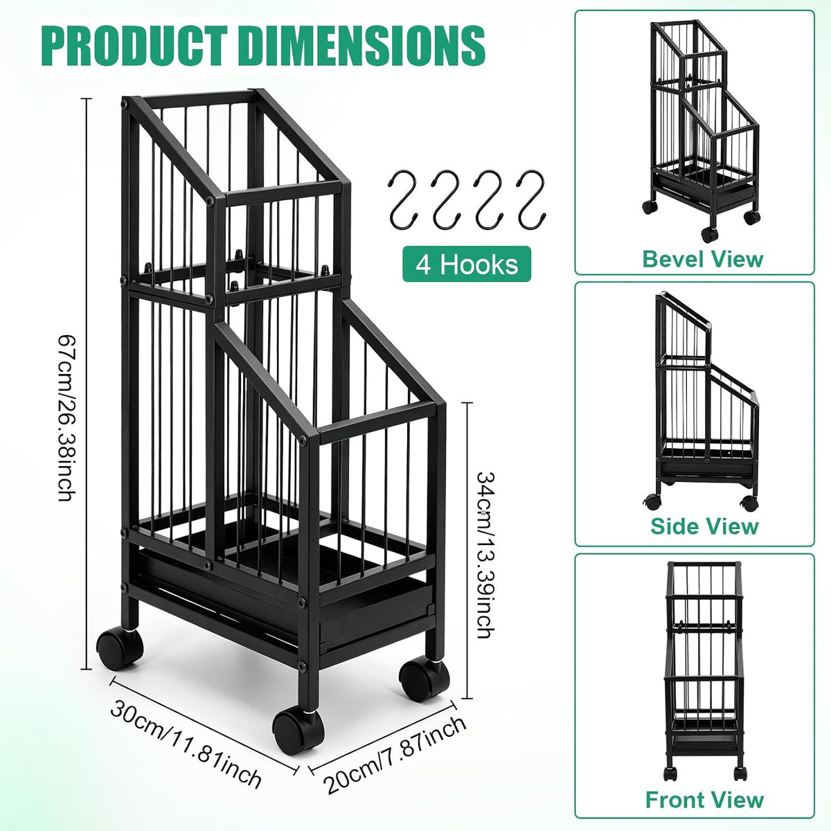 Umbrella Holder for Entryway, Umbrella Storage Stand with Removable Drip Tray & 4 Wheels, Holds 6-8 Umbrellas, 26 Inch Tall Metal Umbrella Rack for Indoor Home Office