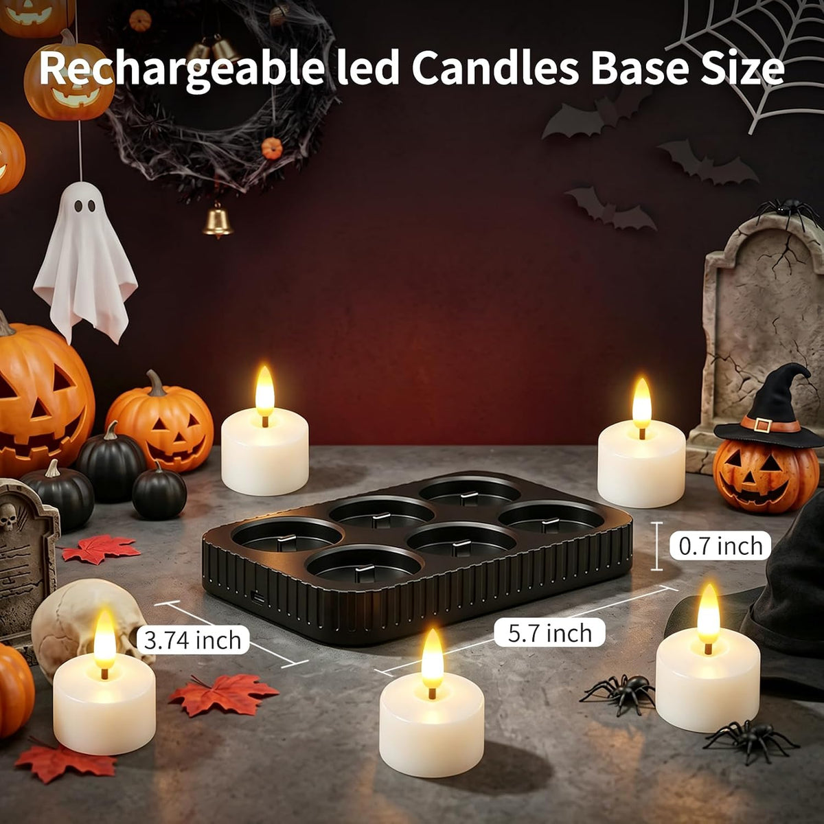 Rechargeable Flameless Candles with Remote Timer & Charging Base (6 Pack)