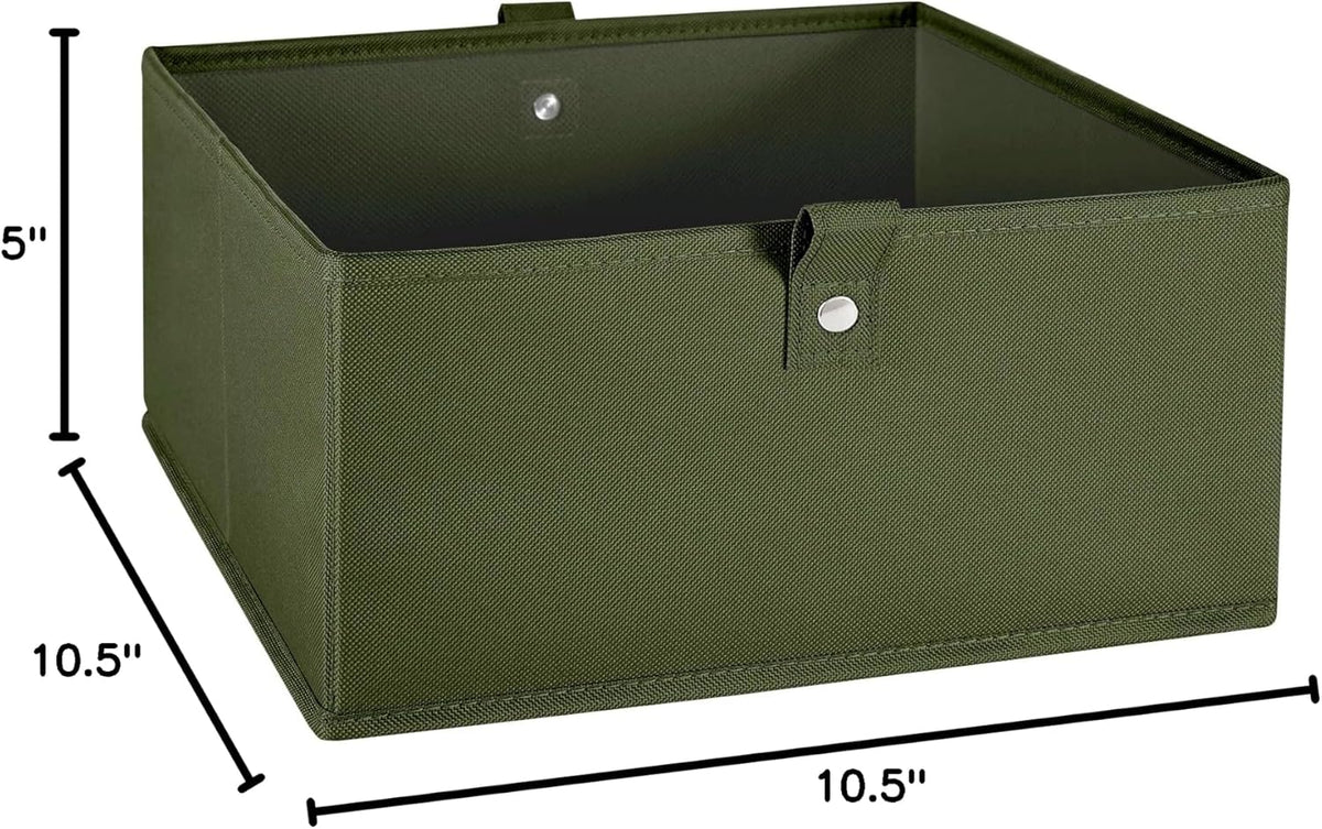 RiverRidge Folding Storage Bins - 2-pack of 5in Tall Olive Cubes