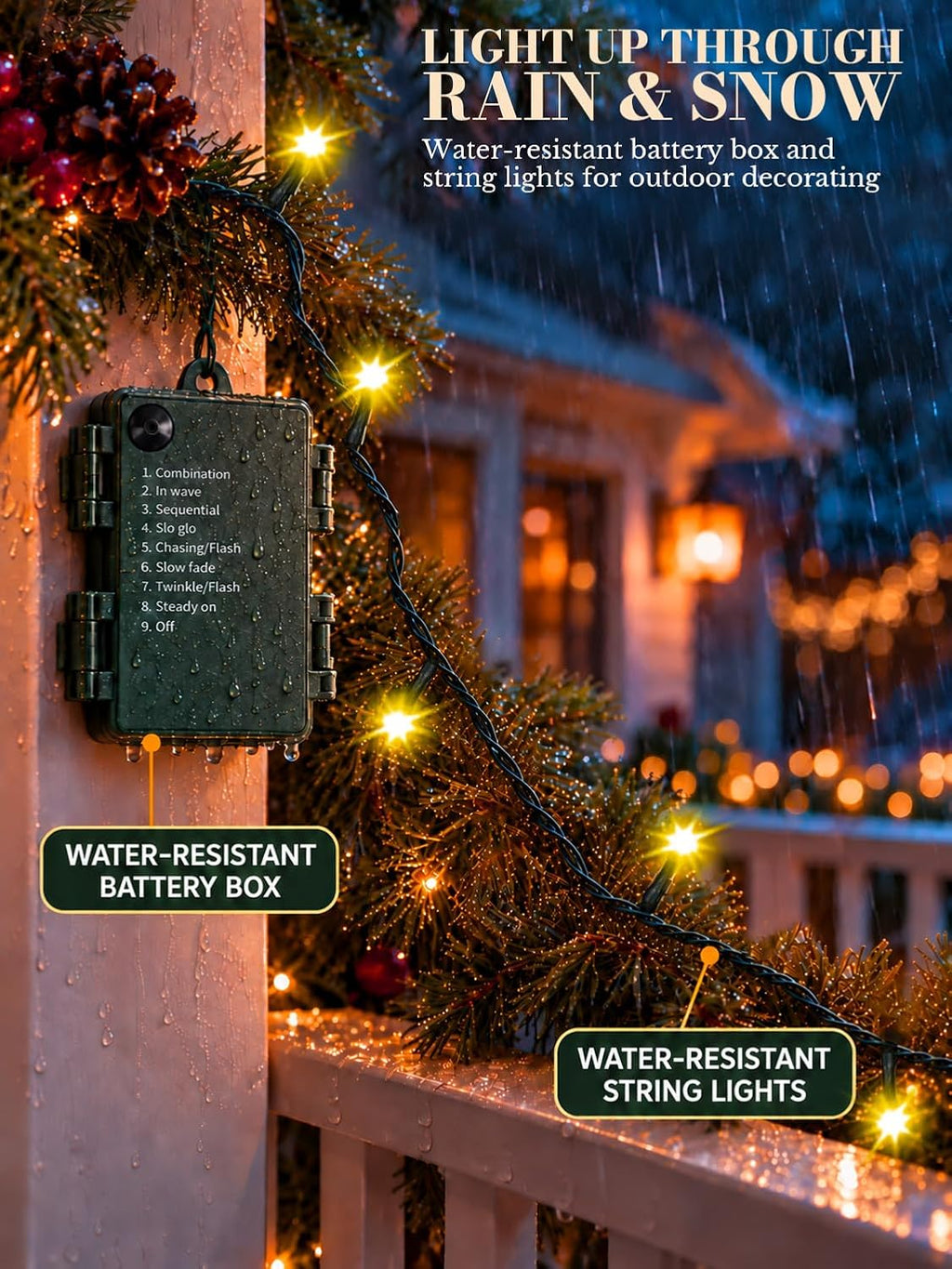 4 Pack Each 16.4ft 60 LED Battery Operated Christmas Tree Lights