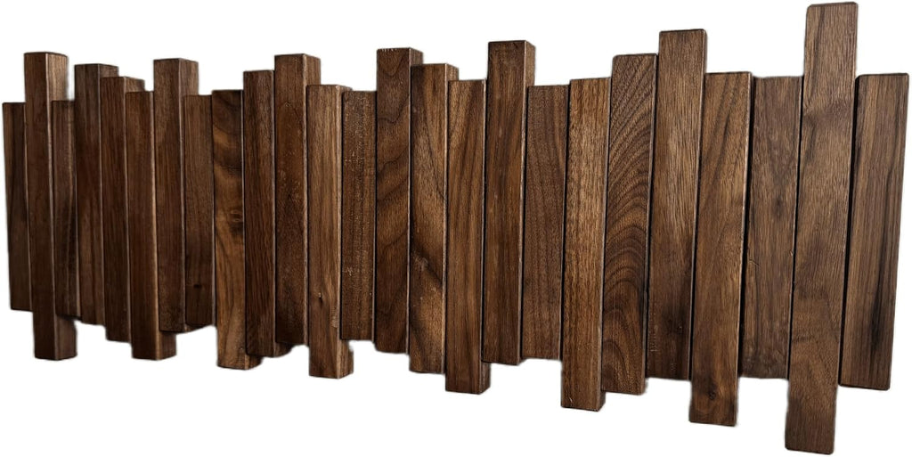 Natural Wood Wall Mounted Piano Coat Rack| Coat Rack Wall Mount| Flip Down Wall Hook Rack 5 Hooks| Entryway Wall Storage with Hooks,Made of Black Walnut.Wall Art