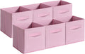 Fabric Storage Bins - 6 Pack Collapsible Cube Organizer for Closet, Shelves & Living Space, Pastel & Dark Color Options - Foldable Storage Boxes with Handles for Clothes (Pink, 11 inch)