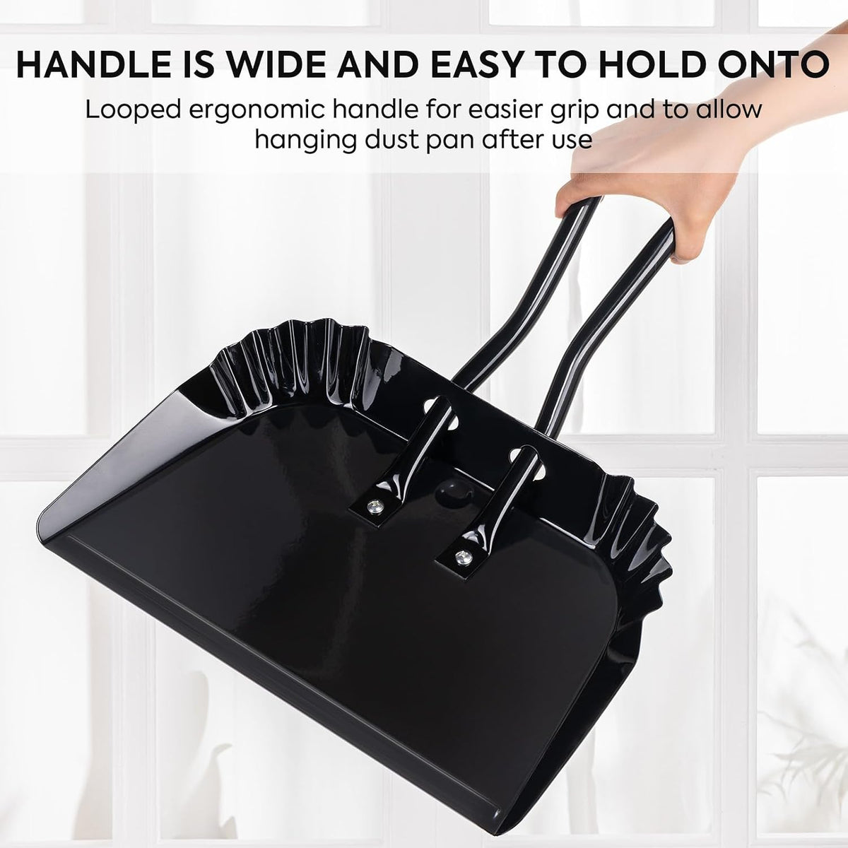17In Large Dust Pan and Brush Set,Heavy-Duty Dust Pan | Handheld Dustpan