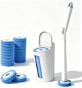 Disposable Toilet Brush Set with Automatic Lid 20 Replacement Heads, White