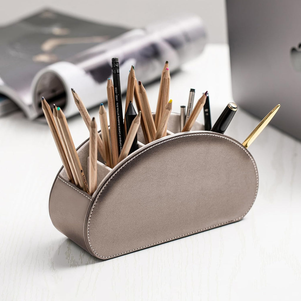 Remote Control Holders Organizer Box with 5 Compartment PU Leather Caddy