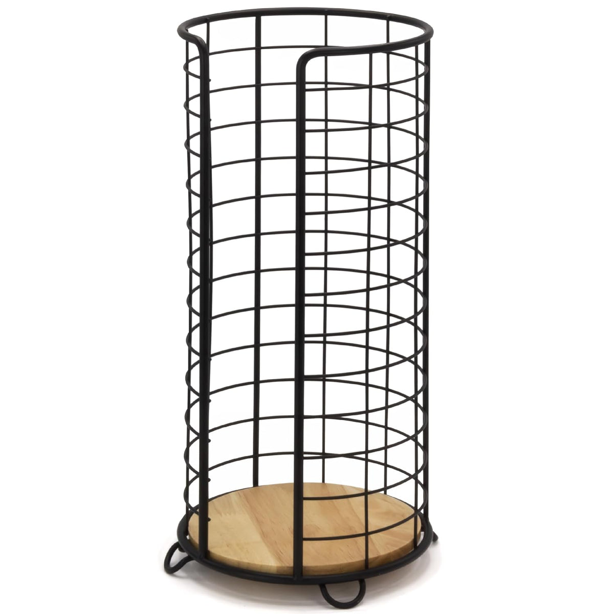 BROOKSTONE, Stylish Toilet Paper Holder with Bamboo Base, Freestanding Bathroom Tissue Organizer, Minimalistic Storage Solution, Modern Trending Design [Holds Large Rolls], Black…