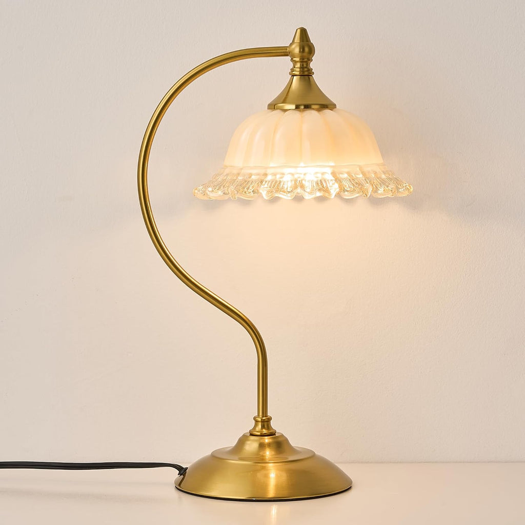 Vintage Table Lamp for Living Room Glass Flower Lamp Stained Glass Beside Table Lamp