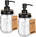 Amolliar Mason Jar Liquid Soap Dispenser, Lotion Dispenser(Black 2 Pack)