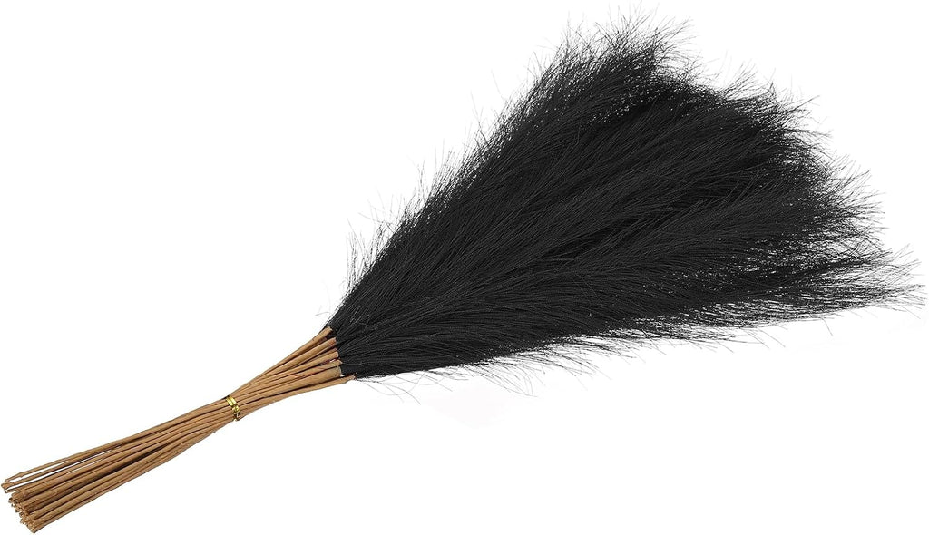 PATIKIL 21.7in Pampas Grass Decor, 30pcs Artificial Pampas Grass Bulk Fluffy Faux Pampas Grass Small Dried, Black