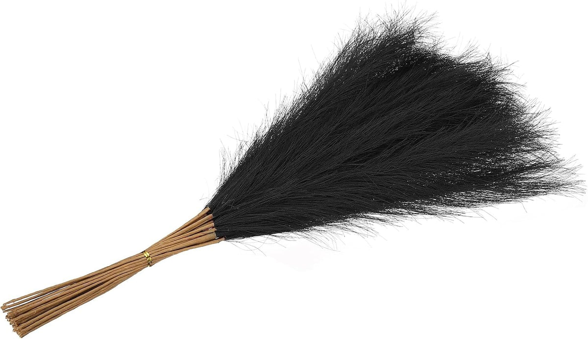 PATIKIL 21.7in Pampas Grass Decor, 30pcs Artificial Pampas Grass Bulk Fluffy Faux Pampas Grass Small Dried, Black