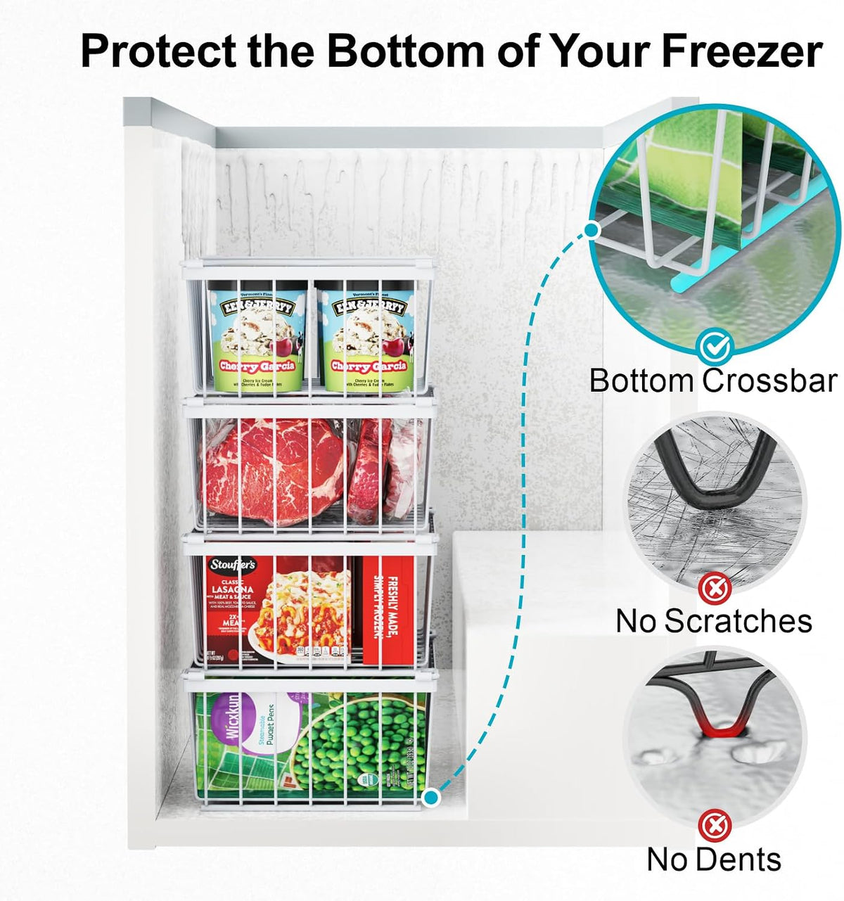 iSPECLE Chest Freezer Organizer - Storage Baskets for 5 Cu.Ft, 4 Pack