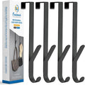 Over The Door Double Hanger Hooks, Metal Twin Hooks Organizer for Hanging Coats, Hats, Robes, Towels - Black - Set of 4