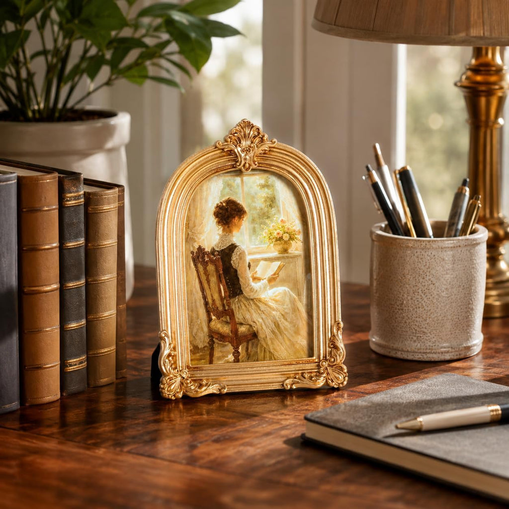 Vintage Picture Frame, Gold Photo Frame Arched, Gold, 4x6 Inch