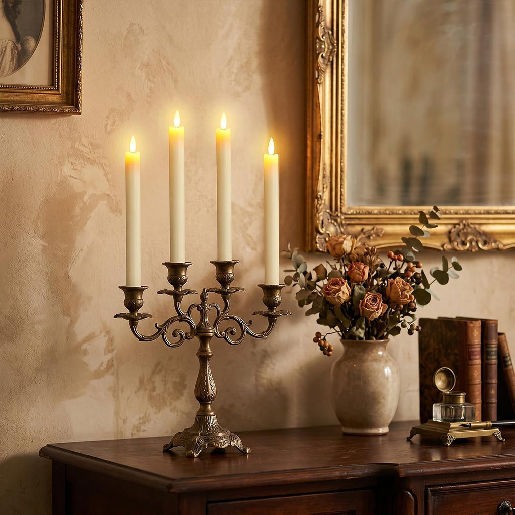 GenSwin Led Flameless Taper Candles Battery Operated Remote Timer Ivory