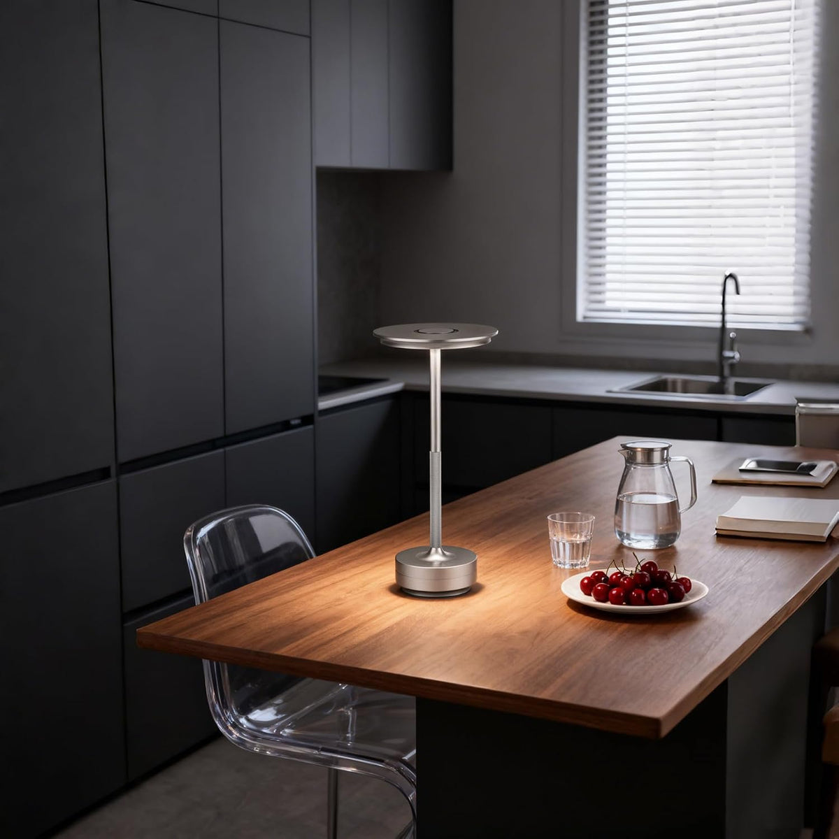 UdoUto Cordless Table Lamp Rechargeable, Silver