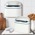Bokon 2 Pack Mini Trash Can with Lid, 0.5 Gal Small Wall Mounted Trash Bin for Bathroom Vanity, Desk, Countertop, Cabinet Door and Office, Includes 120 Trashbags, White