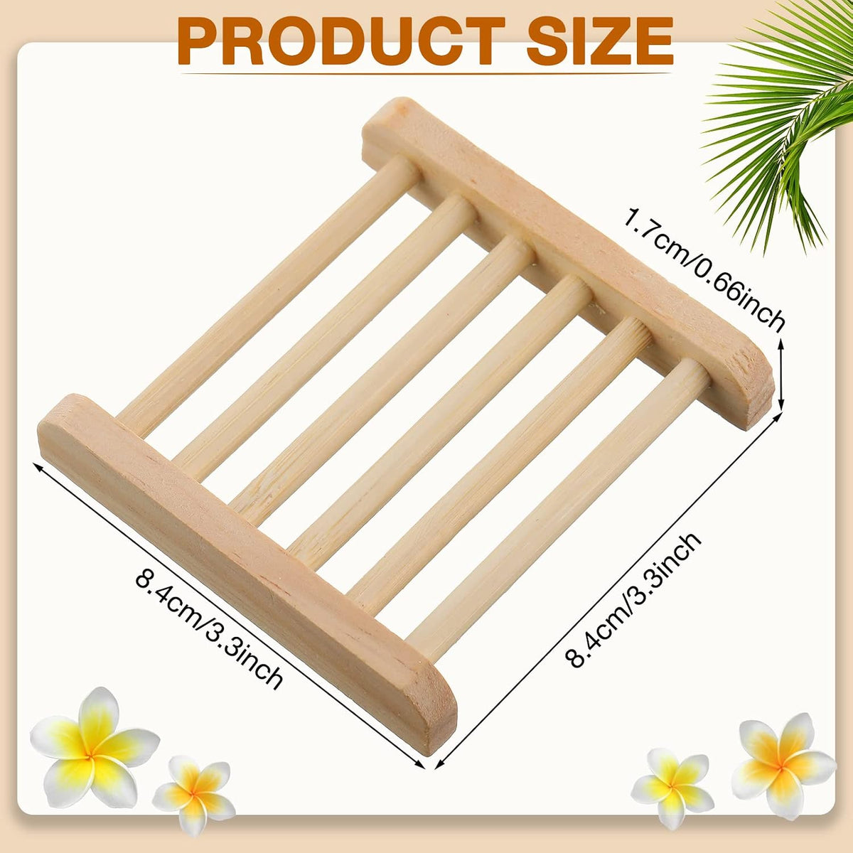 Amyhill 50 Pcs Bamboo Soap Dish Bulk Soap Holder Draining,Wooden Color