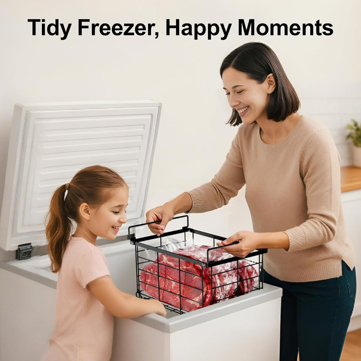 iSPECLE Deep Freezer Organizer - Large Baskets for 5 to 7 Cu.Ft, 6 Pack