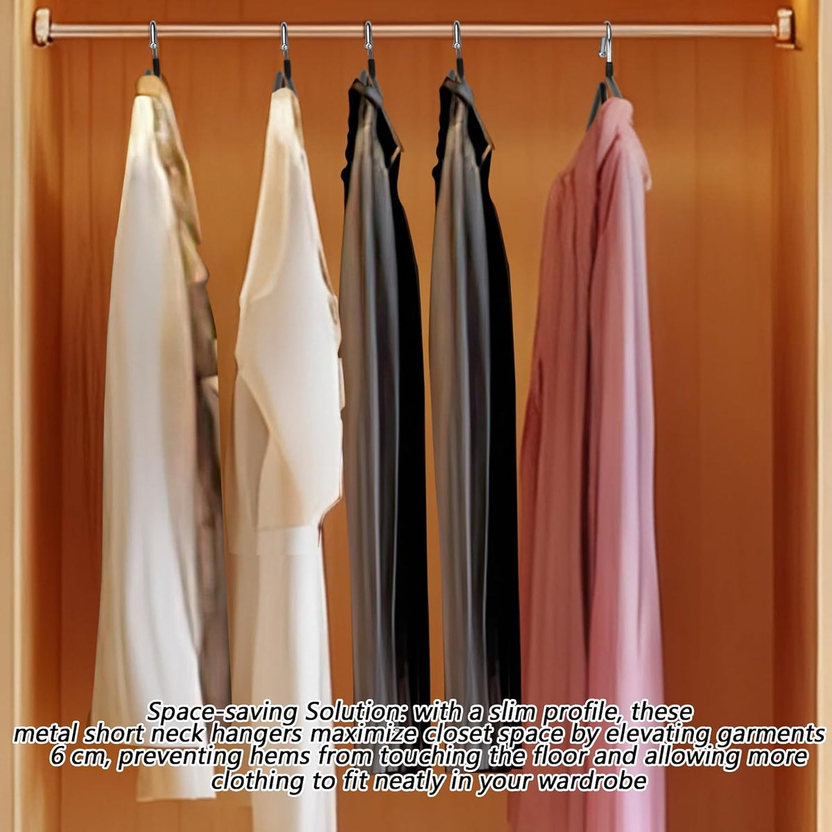 Leumoi 20 Pack Short Neck Hangers Non-Slip Metal Hangers for Clothes, Black