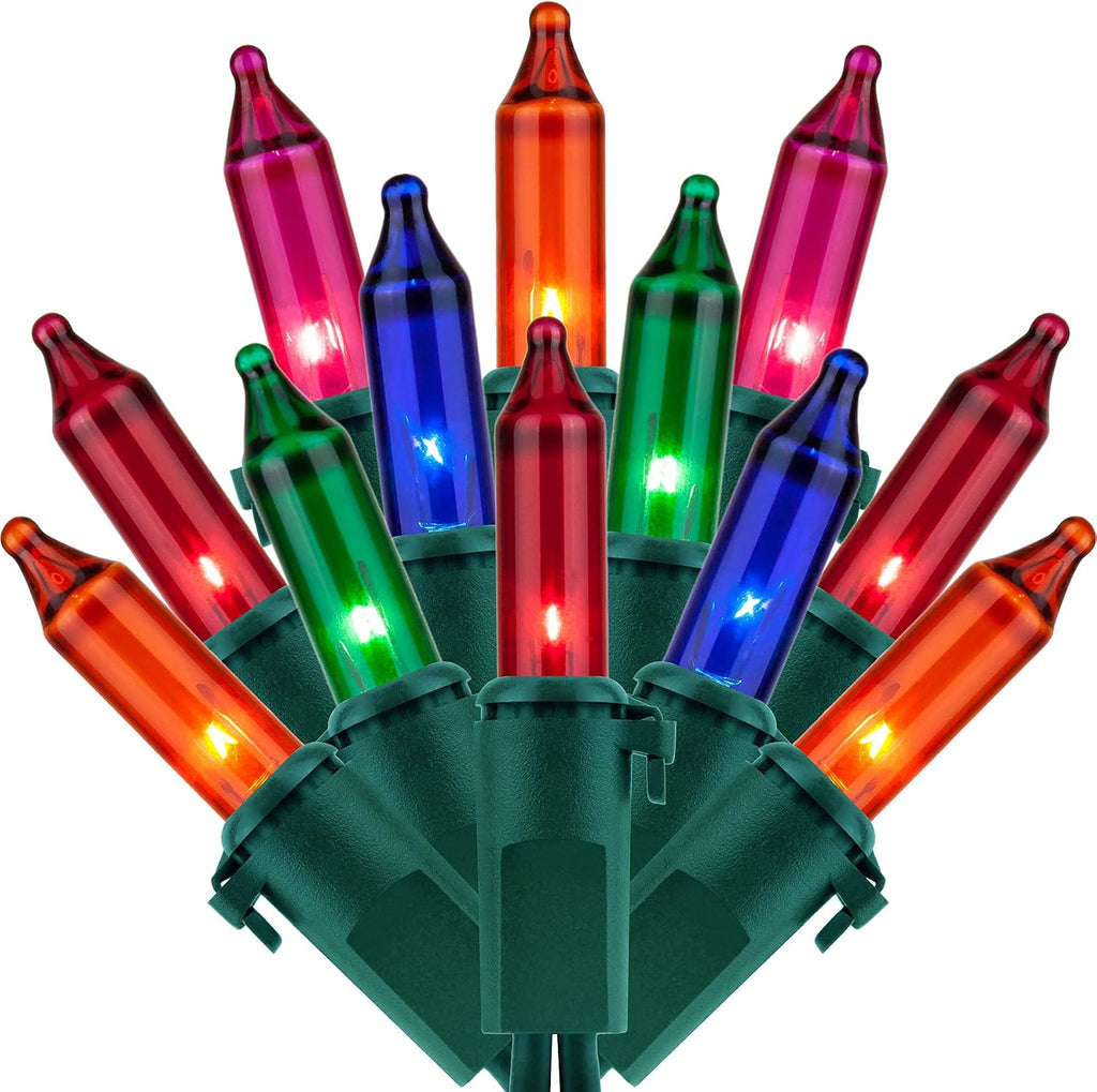 200 Multicolor Christmas Lights, 2 Set 33 ft 100 ct Green Wire String Light