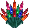 200 Multicolor Christmas Lights, 2 Set 33 ft 100 ct Green Wire String Light