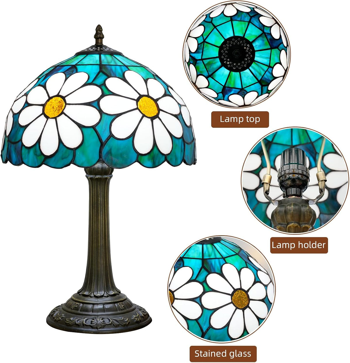 Tiffany Lamp Stained Glass Table Lamp Chrysanthemum Bedside Lamps Bedroom Living Room Dining Room Office Decoration Desk Lamp Home Decoration Creative Gift
