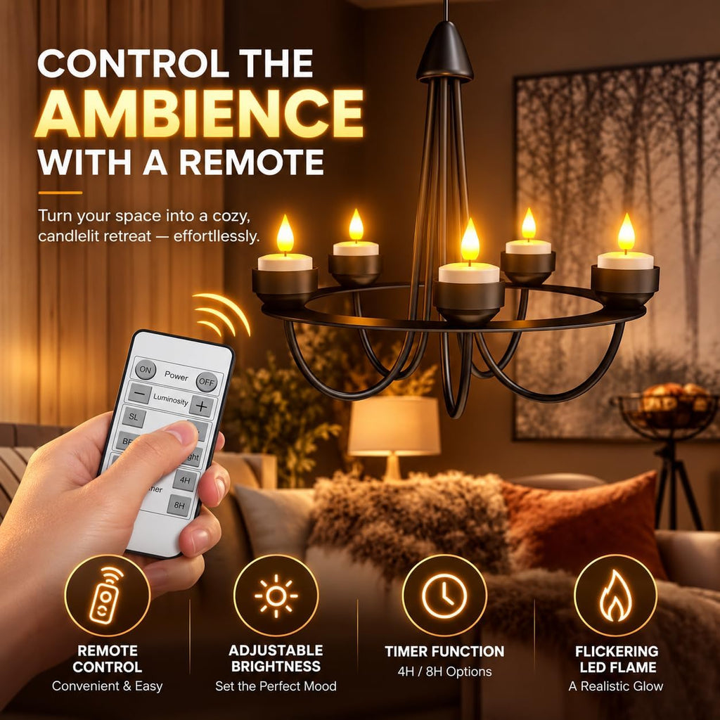 SoulBay Rechargeable Tea Lights with Remote, 12pcs Flameless Flickering LED Candles with Timer & USB Charging Cable, No Battery Needed, for Home Lantern Table Party Holiday Decorations