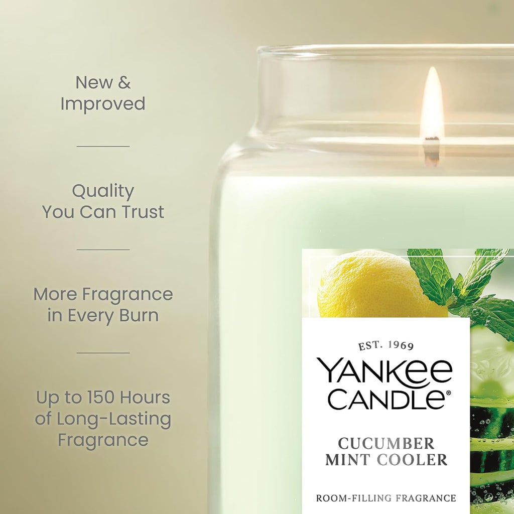 Yankee Candle Cucumber Mint Cooler Scented Candle, 22oz Jar, Large (Pack of 4)