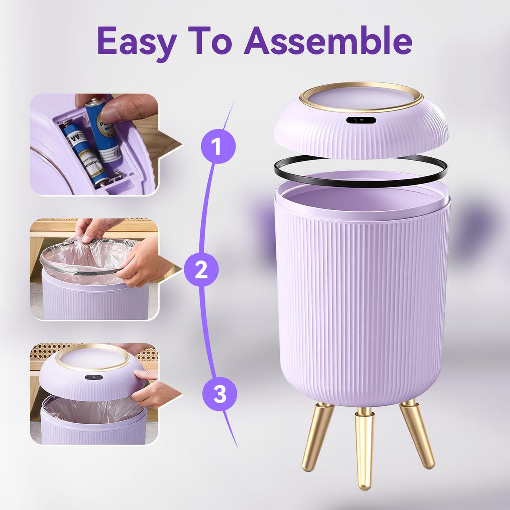 Procade Automatic Trash Can Bathroom,Auto Small Purple Garbage Can with Lid