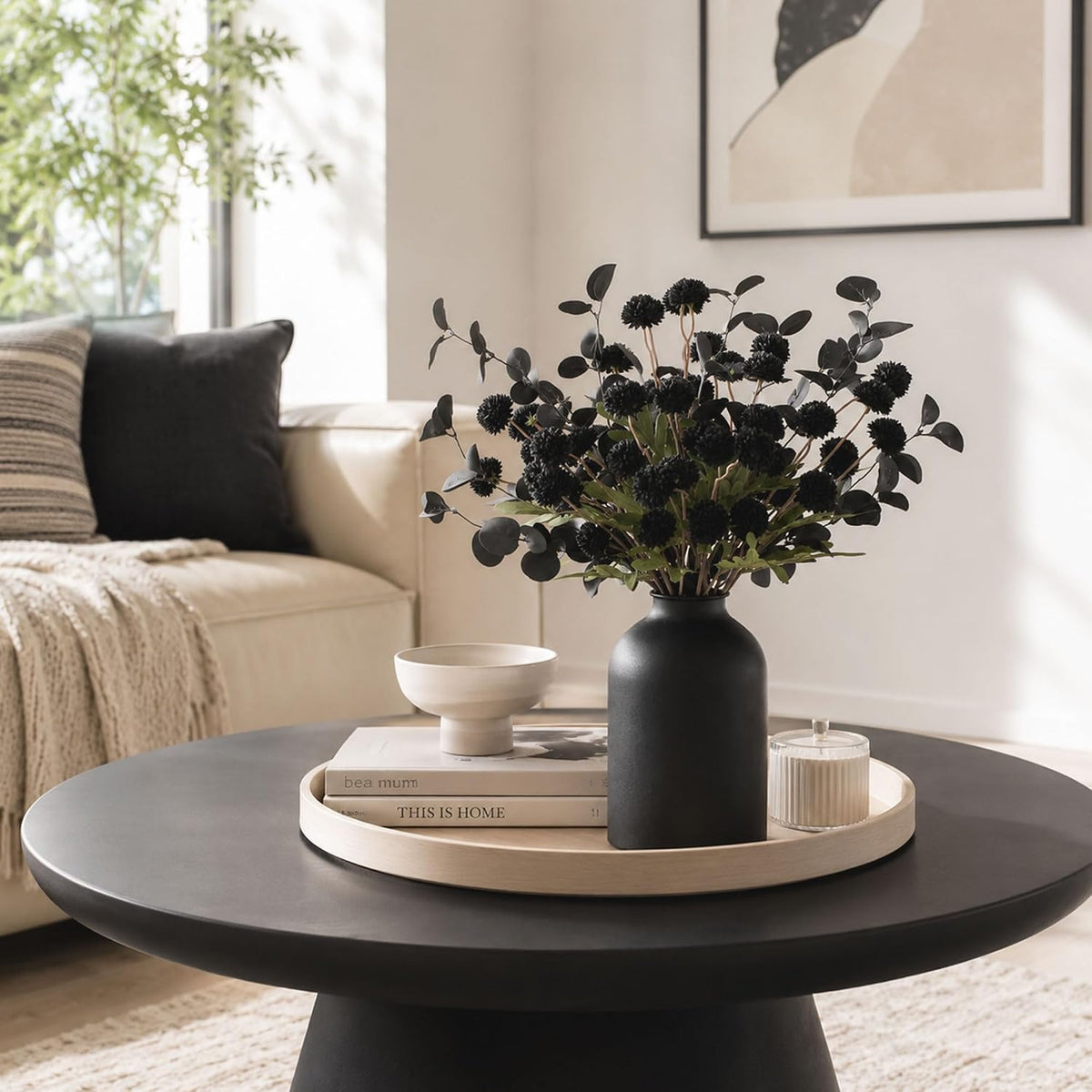 BLOSMON Black Flowers Artificial for Dining Table Centerpieces Decor
