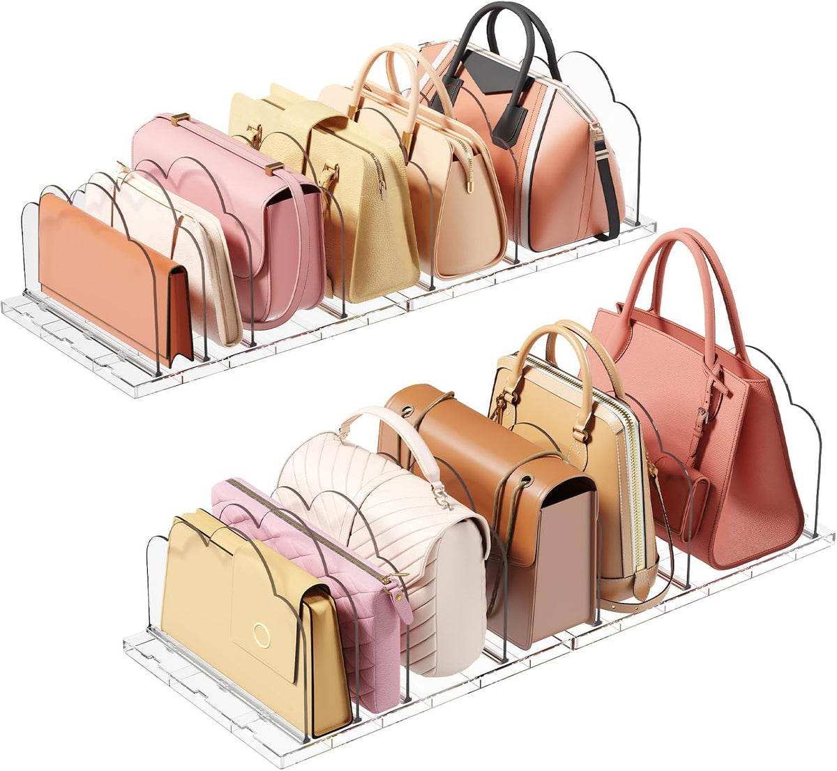 Lifewit Purse Organizer for Closet, Adjustable Clear Handbag Shelf Dividers