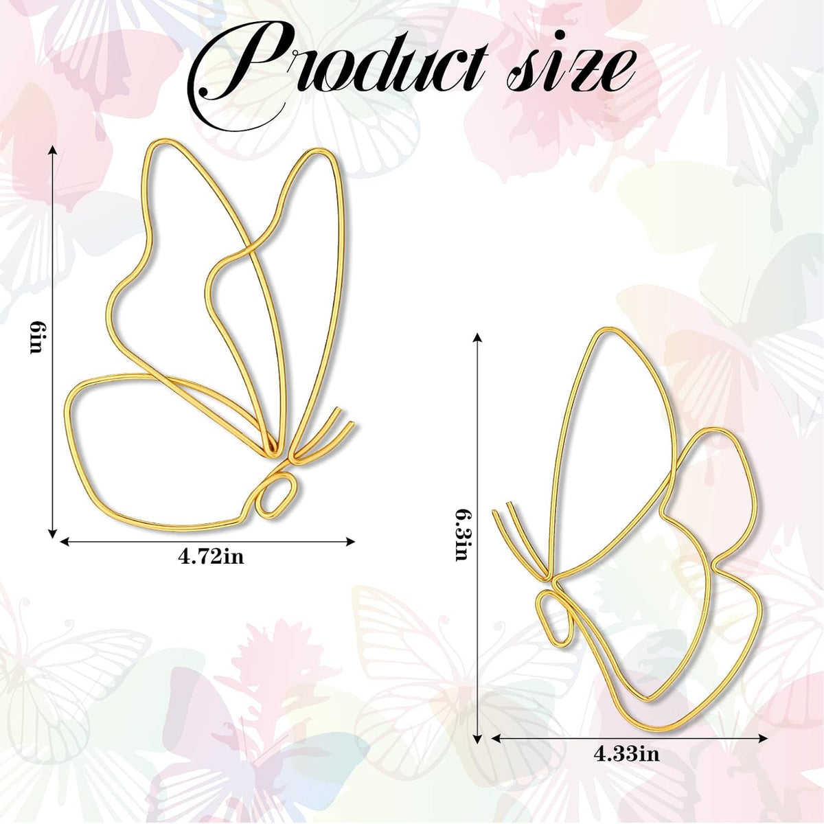 Hotop 6 Pieces Gold Metal Butterfly Wall Decor Wired Butterflies Wall Art