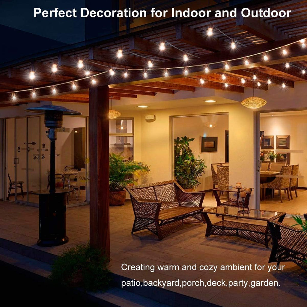 LED Outdoor String Lights 100FT Patio Lights with 33 Shatterproof Bulbs