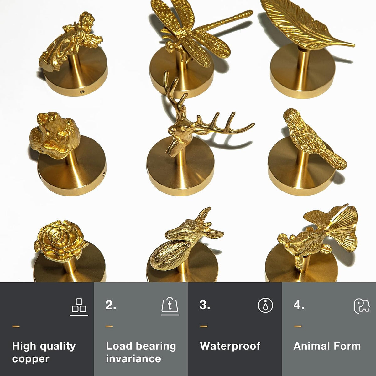 Bird Wall Hook, Solid Brass Heavy Duty Vintage Plant Hook. Used for Hanging Clothes, Hats, Towels, Bags, Organizing Decorative Wall Hooks