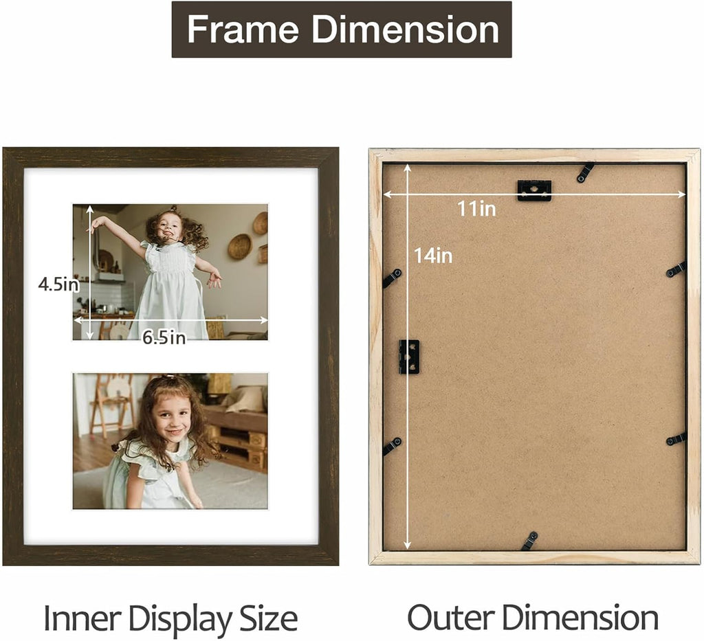 Golden State Art 11x14 Dark Brown Wood Frame - for Two 5x7 Pictures, 1 Pack