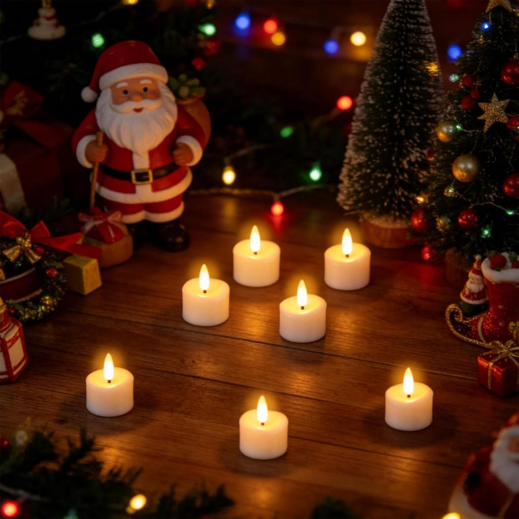 12 White Flameless Votive Candles Battery Operated with 6H Timer