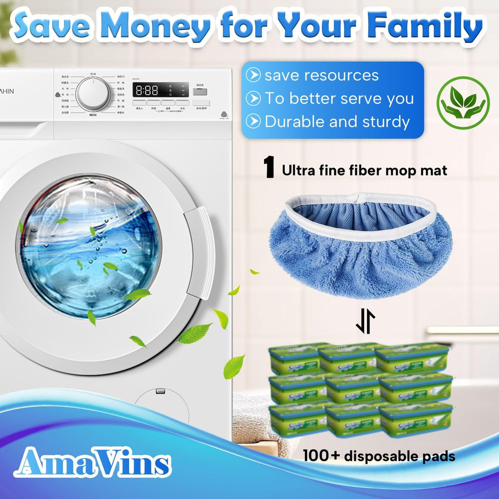 AmaVins 8 Pack Reusable Microfiber Mop Pads Compatible with Swiffer Sweeper Mop, Dry Sweeping Cloths & Wet Mopping Cloths, Washable Mop Pads for Surface/Hardwood Floor Cleaning (Mop is Not Included)
