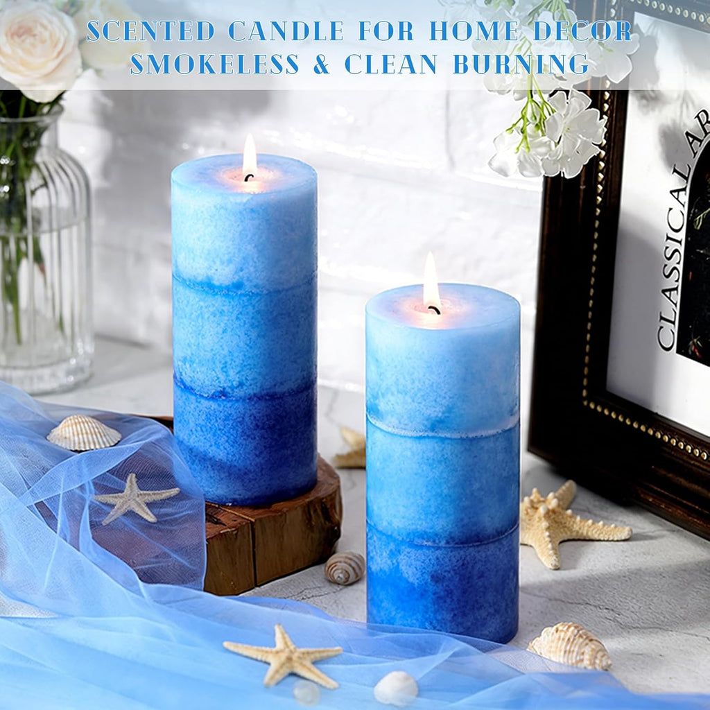 Ocean Scented Pillar Candles,2.8x6 Inch,70 Hour,3 Pack