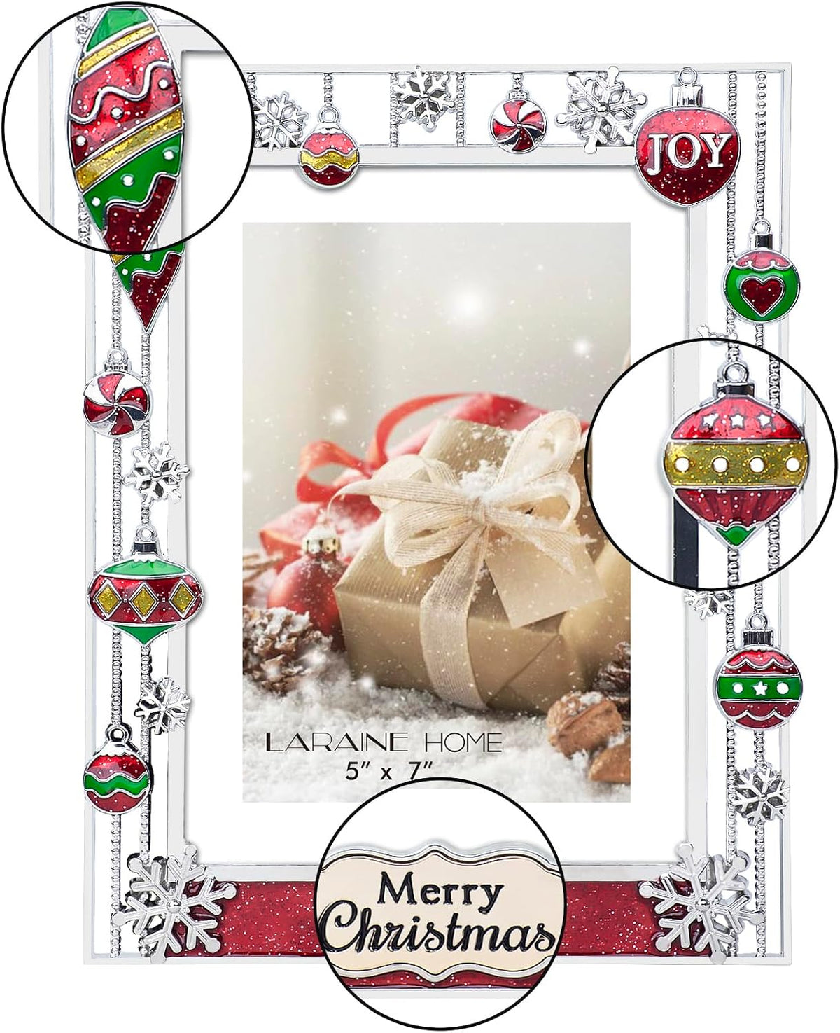 LARAINE Picture Photo Frame 5x7 Metal 2026 Christmas High Definition Display Pictures for Tabletop Home Decorative Holiday Gift (Merry Christmas)