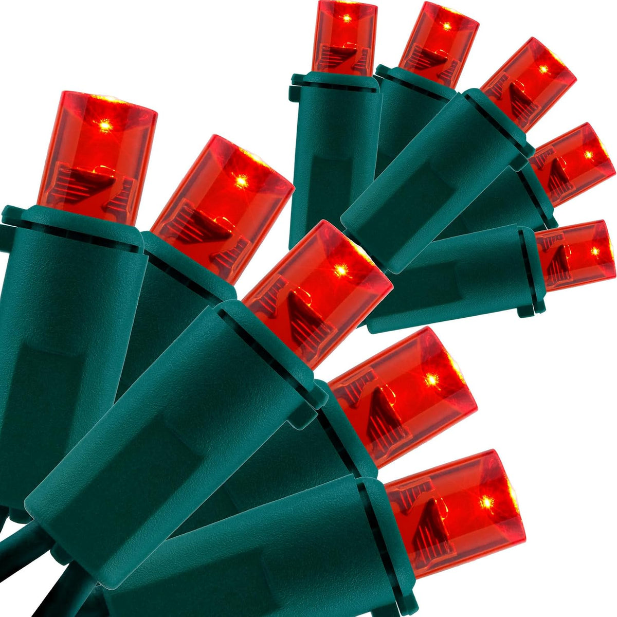YULETIME 200 Red Christmas String Lights, 2-Set 25 ft 100 Wide Angle LED