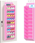 REGELETO 10-Tier Over the Door Shoe Organizer, Hanging Shoe Rack Holder with Deep Pockets for Sneakers Boots, Fits 20 Pairs Non-Woven Fabric with Stainless Steel Hooks. (Pink)