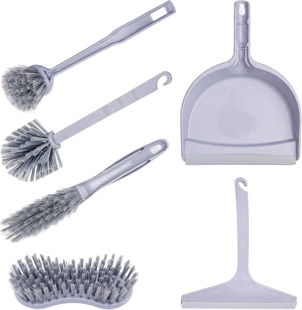 6 Pcs Small Broom and Dustpan Set, Portable Handheld Sweeping Brush Combo